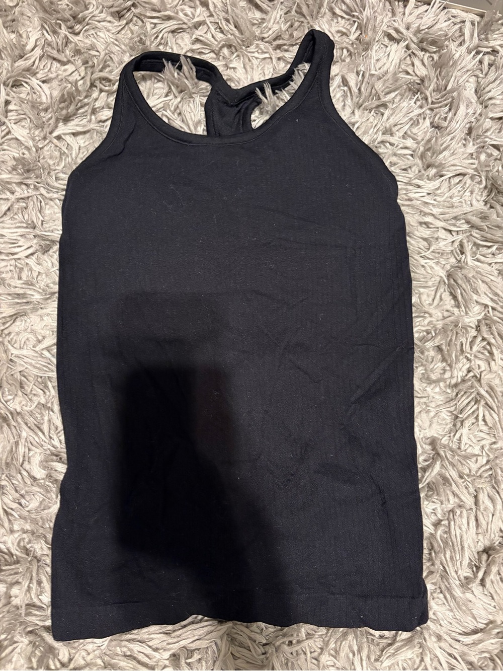 Ribbed Workout Tank Top - Black